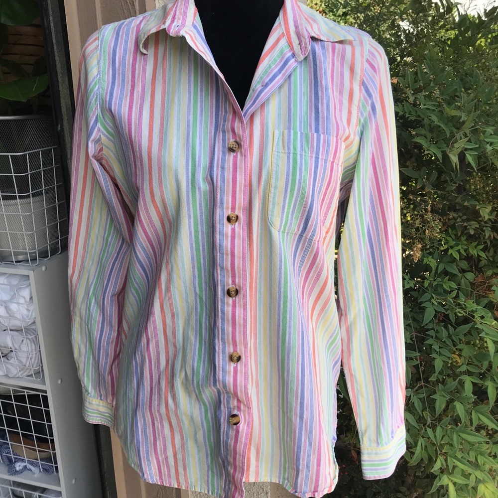 Blair Rainbow Striped Long Sleeve Button Up
